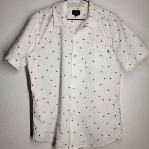 Obey White Short Sleeve Button Down Shirt - Size Large